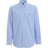 Polo Checkered Pony Logo Embroidered Poplin Long Sleeve Shirt Men Shirts Light-Blue 710705967-002