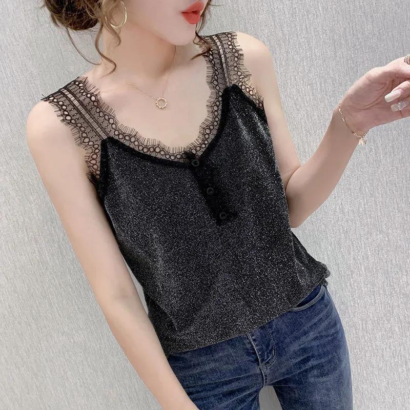 Fashion Ummer Women's Plus Size Lace V-neck Camisole Women's Bottoming Tank Top