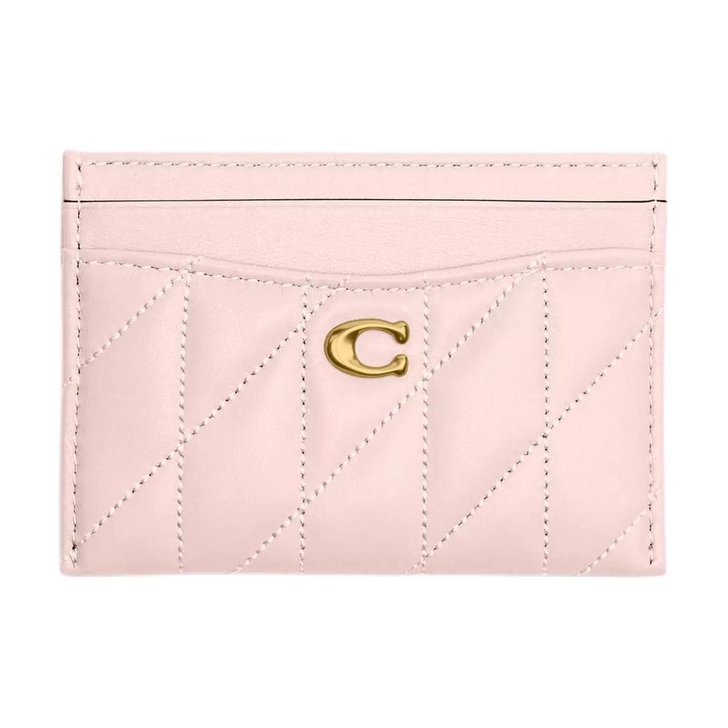 Coach Essential 11 Стеганый Кожаный Держатель для Карт с Металлическим Логотипом Женские Аксессуары Розовый CM434-B4B5