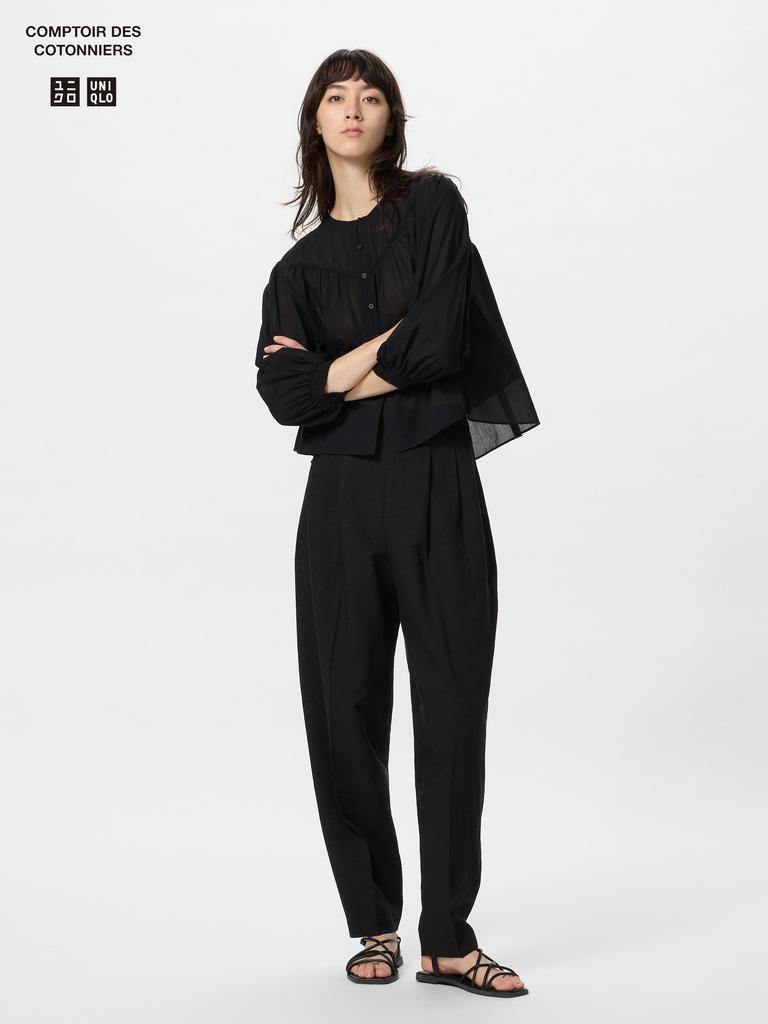 Uniqlo Длинные брюки из японской льняной смеси Barrel Leg