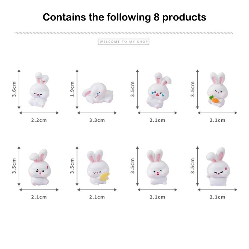 8 шт. светящийся мини-кролик орнамент мультяшный кролик фигурка микро пейзаж автомобиль интерьер настольное украшение
