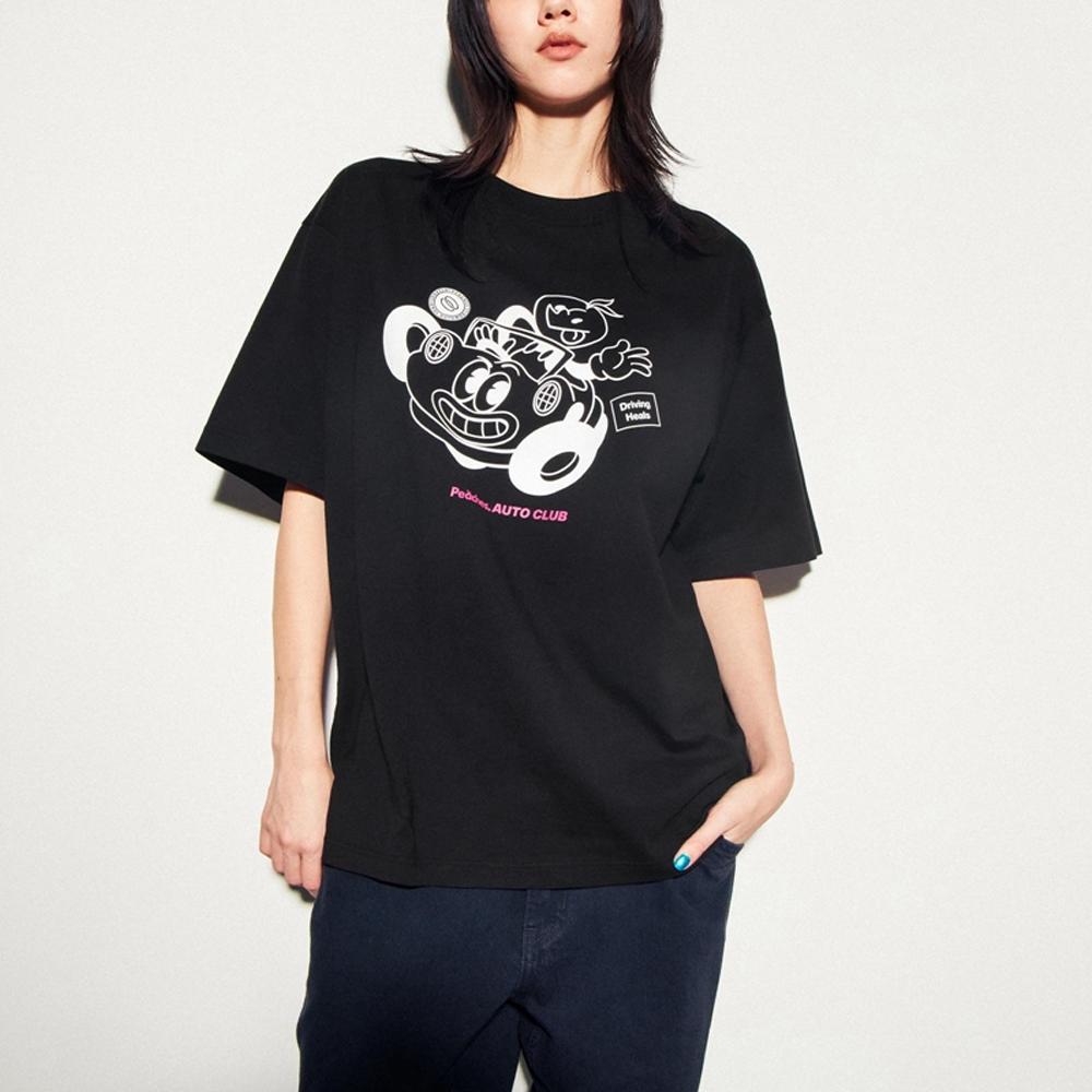 Uniqlo Черная футболка унисекс с коротким рукавом, круглым вырезом и графическим принтом, свободный крой UQ459202000