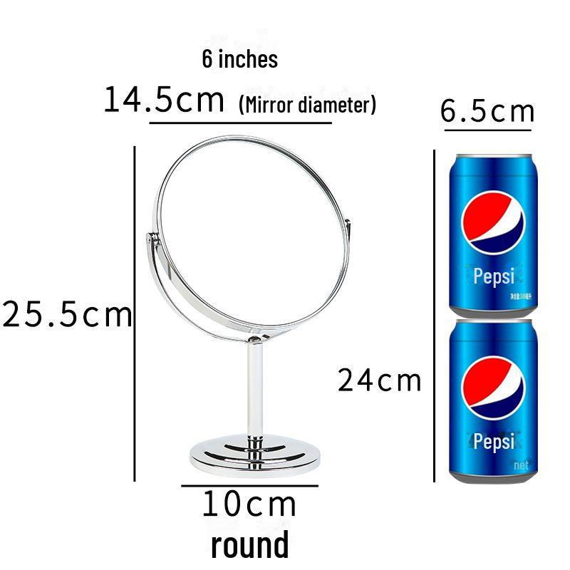 High-Definition Double-Sided Metal Desktop Makeup Mirror with Magnification and Rotating Feature