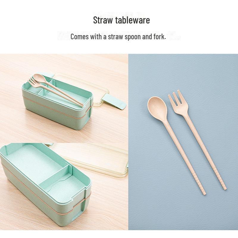 Ланч-бокс из пшеничной соломы, пригодный для использования в микроволновой печи, с посудой для здорового питания