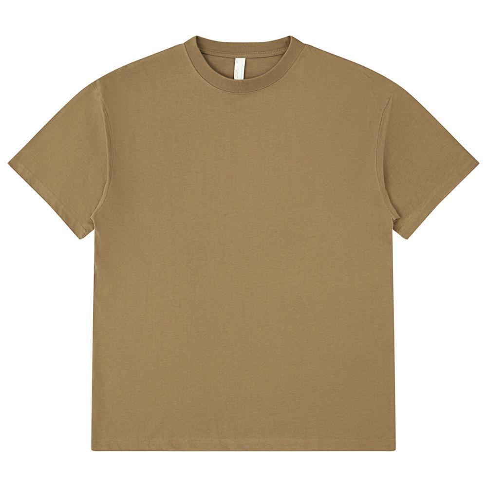 Мужская футболка High Street Trendy из японского плотного хлопка, 275 г, короткие рукава, свободный крой, небольшой воротник, однотонный цвет.