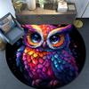 Owl Artwork Round Area Rug,Carpet Rug for Living Room Bedroom Sofa Playroom Decor,Non-slip Floor Mat