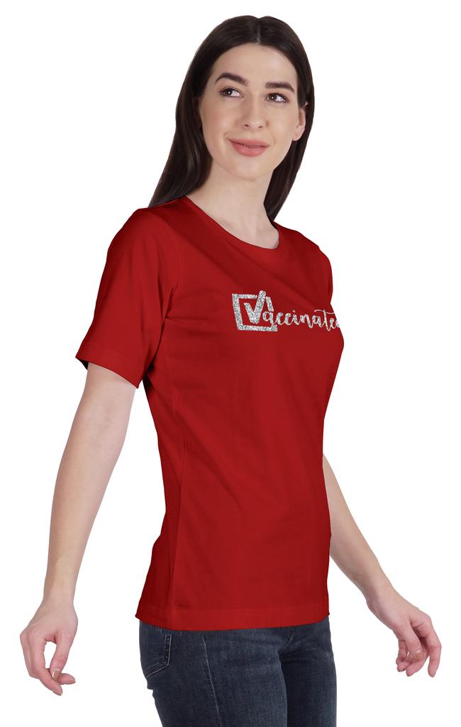 Inkmeso Футболка с круглым вырезом Vaccined Pro Vaccine, хлопковая футболка для женщин