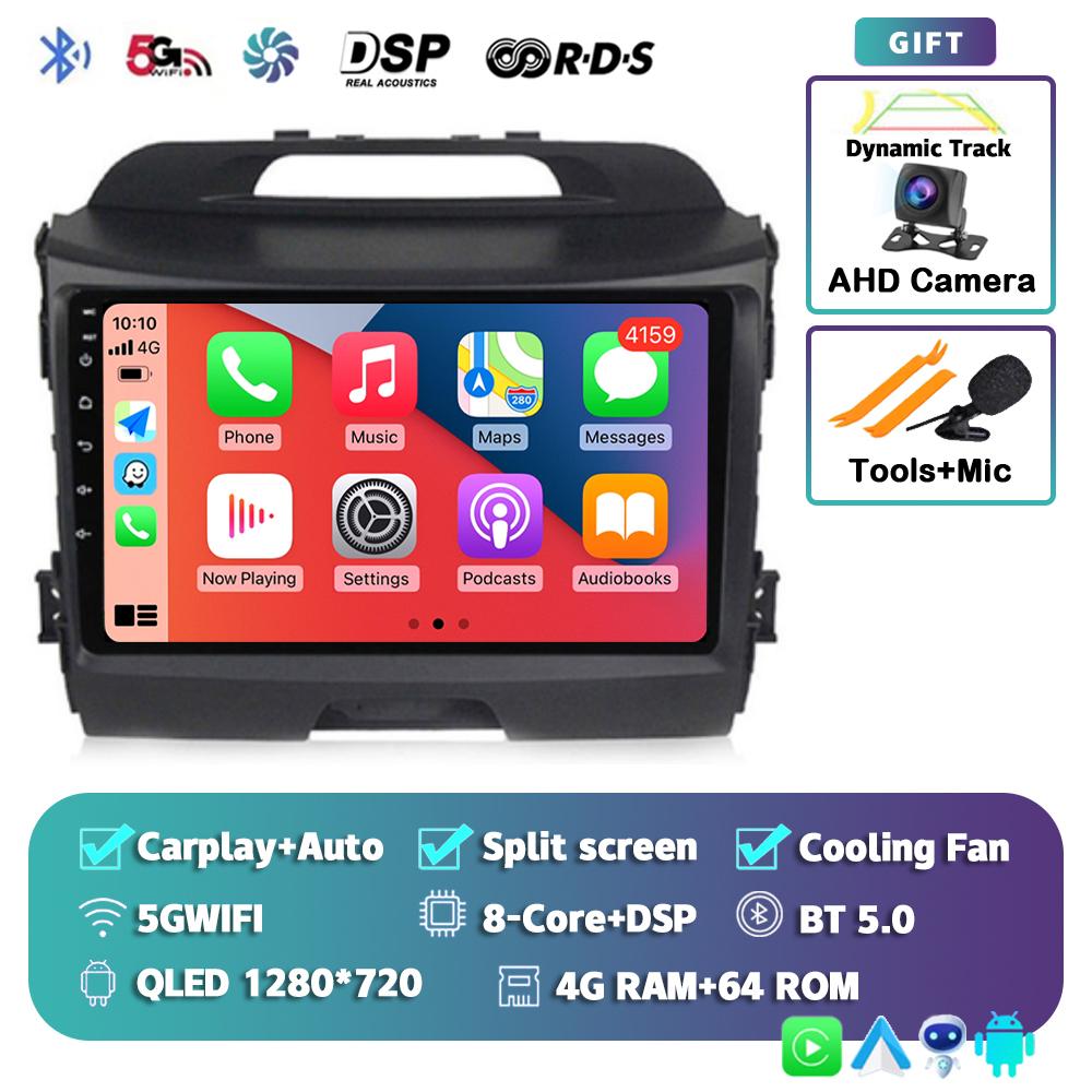 Беспроводной CarPlay Автомагнитола Android 14 Для KIA Sportage 3 2010-2015 2016 4G+WIFI Мультимедийный Видеоплеер GPS 2din Автомагнитола