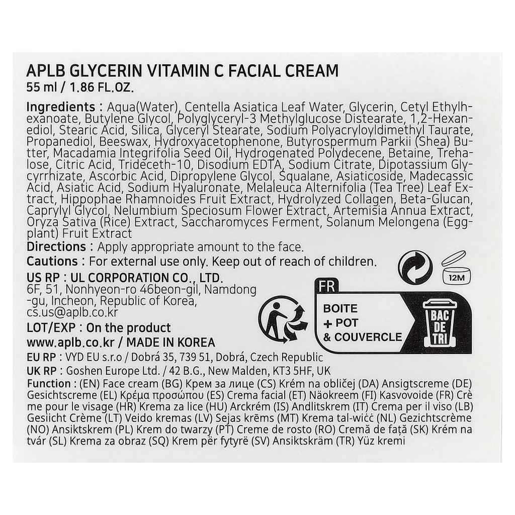 APLB Glycerin Vitamin C Facial Cream, 55ml (1.86 Fl Oz)