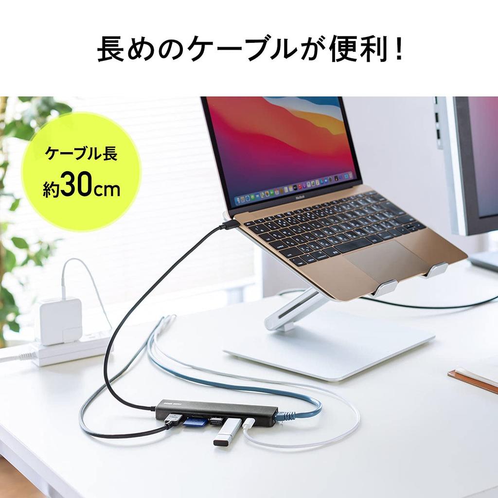 Sanwa Direct Док-станция HDMI 4K LAN PD 100 Вт Type-C SD/microSD 400-HUB090BK
