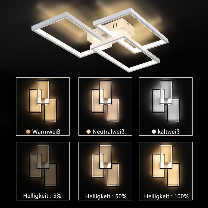 Plafonnier LED salon NETTLIFE 80 cm 72W Dimmable (télécommande)