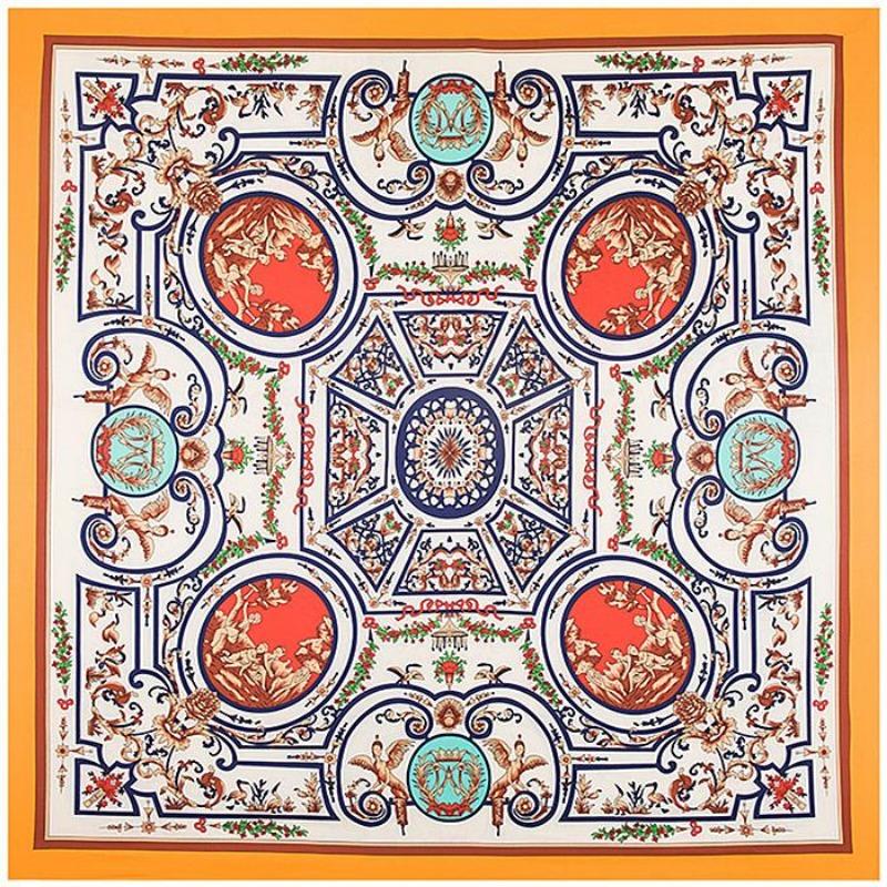 100% Silk Twill Luxury Brand Silk Scarf For Women, New Fashion Large Square Scarves Headband Maze Paisley Print Shawl Hijab