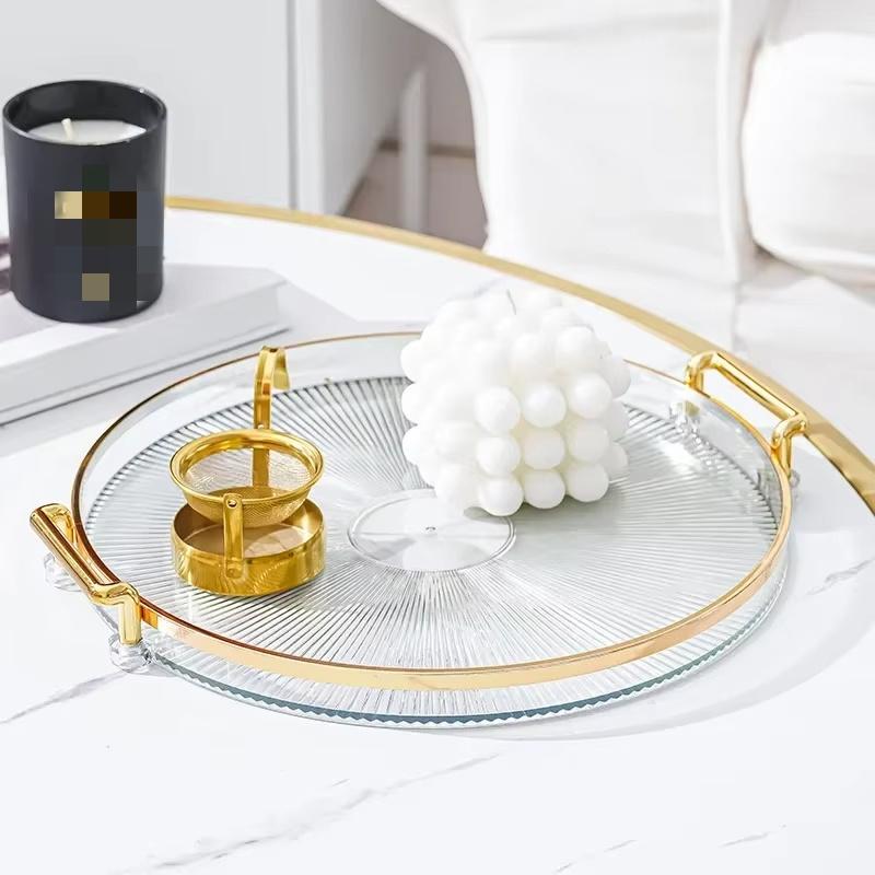 Круглый поднос для хранения дома, гостиной, журнального столика, тарелка для хранения чайной чашки, акриловый поднос, органайзер для ароматерапии, домашний декор