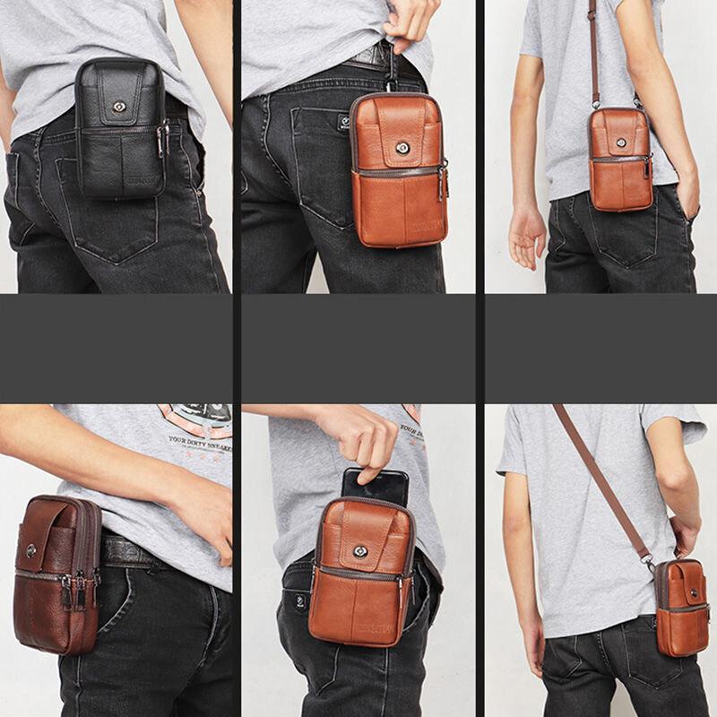 Мужская дорожная сумка через плечо, кошелек для телефона, кобура для телефона, кожаный пояс, маленькая сумка-мессенджер