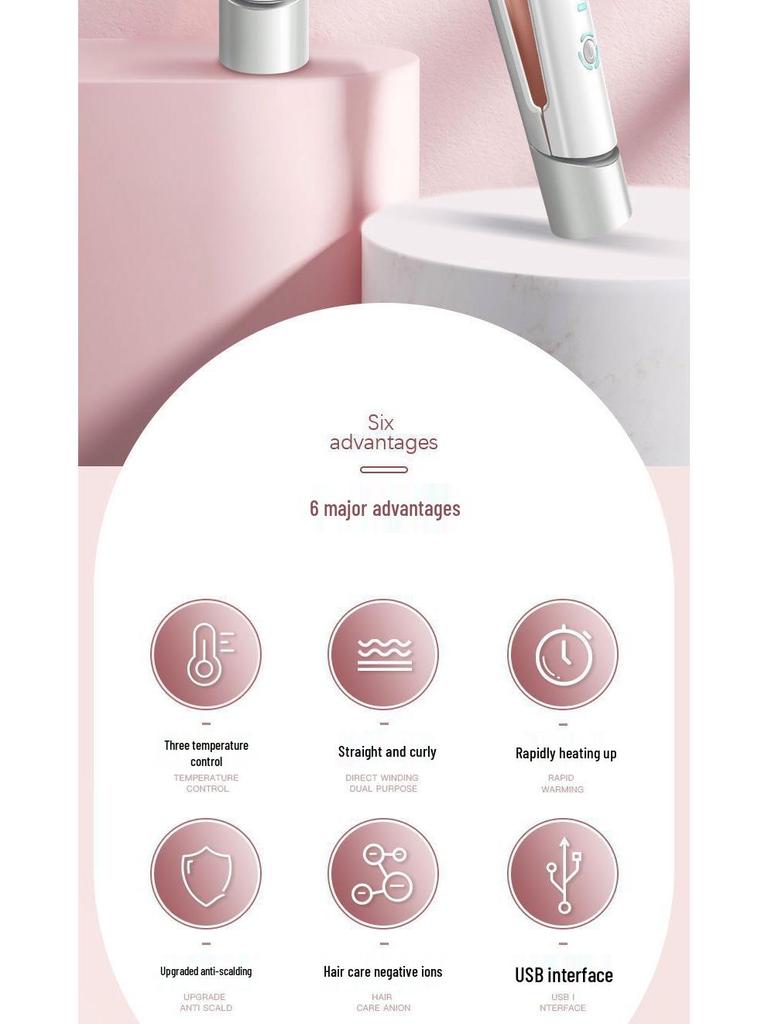 Беспроводная мини-выпрямитель и плойка для волос