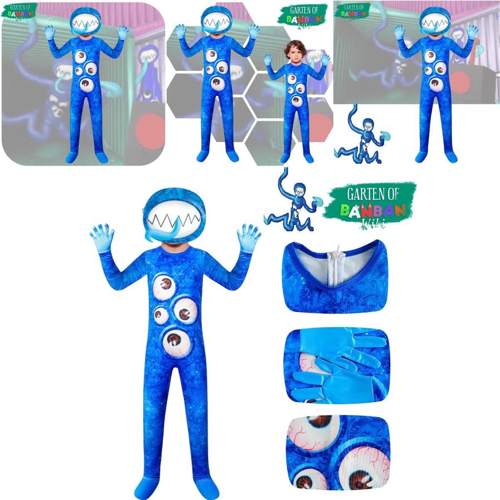 Новый костюм для косплея на Хэллоуин для детей в саду Банбан, синий мультяшный стиль