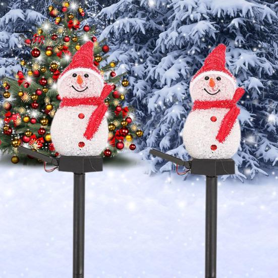 Снеговик Солнечный Светильник Светодиодный Солнечный Светильник Снеговик Водонепроницаемый Светильник Снеговик для Сада Патио Газон Рождественский Декор