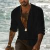 Мужская рубашка летняя рубашка пляжная рубашка с длинным рукавом однотонная хенли весна и осень уличная повседневная одежда
