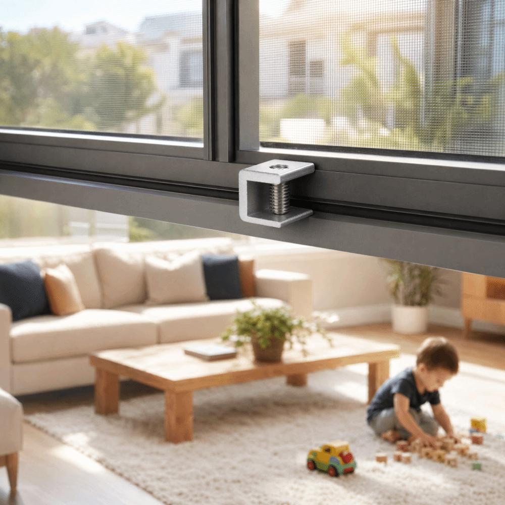Aluminum Window Safety Lock Silver Sliding Window Stopper Adjustable Sliding Window Lock Home