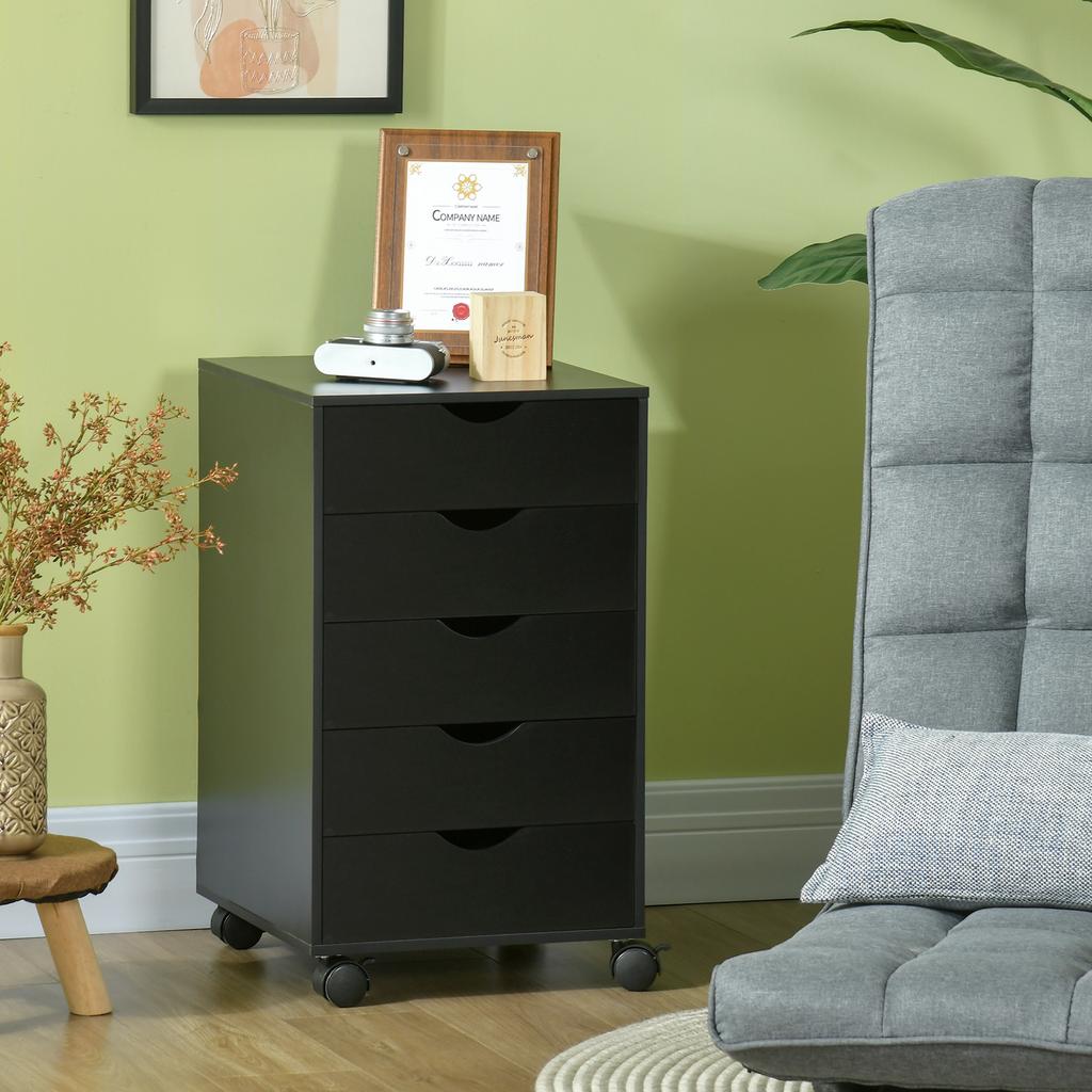 Five-Drawer Filing Cabinet - Black