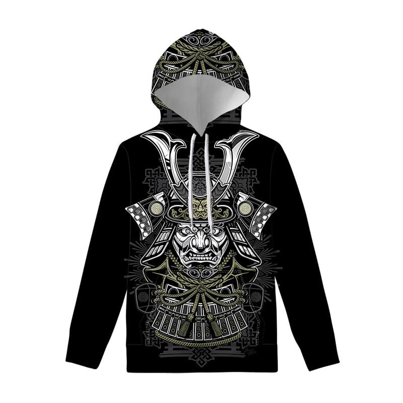 Толстовка с капюшоном с рисунком японского самурая для мужчин, женщин, детей, толстовки с 3D-принтом, с длинными рукавами, свободная толстовка с капюшоном, повседневные топы-пуловеры