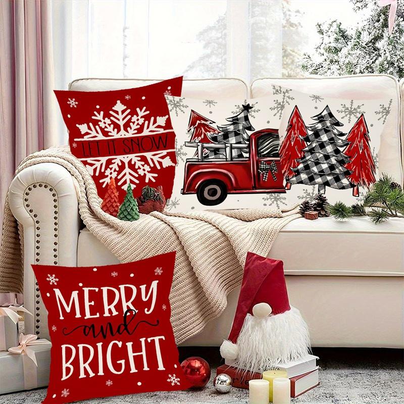 4 шт. Рождественские наволочки 45x45 см Наволочки Navidad Xmas Накидки на декоративные подушки для дома Диван Диван Рождественские украшения 2025