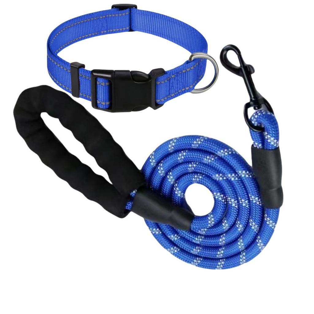 Dog Leash with Collar, Durable Retractable P-Rope Lead for Medium Large Dogs, Heavy Duty Walking Training Leash