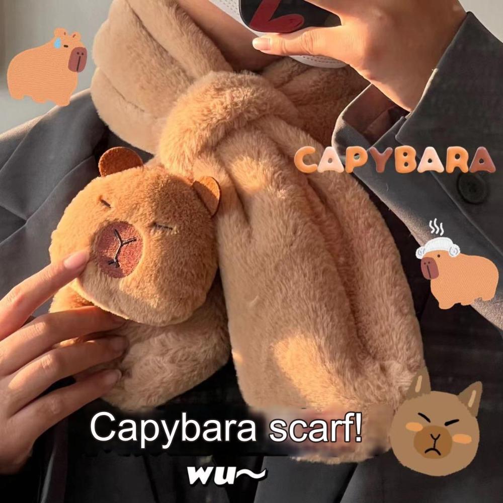 Cartoon Capybara Plush Scarf Warm Gloves New Earmuffs Women