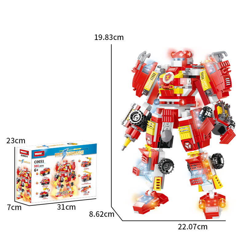 Woma Toys C0651 Робот-трансформер 13 в 1 Пожарная машина спасательная строительный блок игрушечный набор для детей