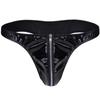 Men Black Patent Leather Front Zipper Briefs Bikini Underwear Underpants