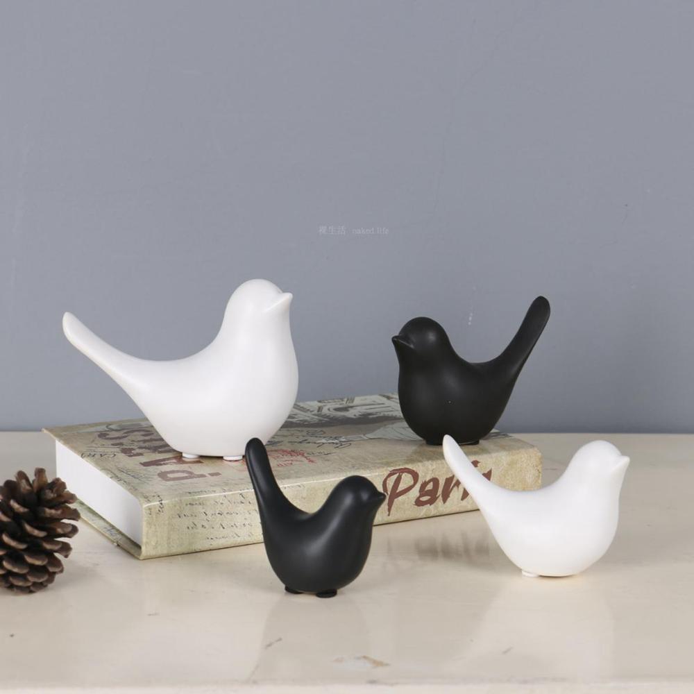 Party Crafts Black White Ceramic Modern Home Decoration Figurines Ornaments Statue Bird Sculpture