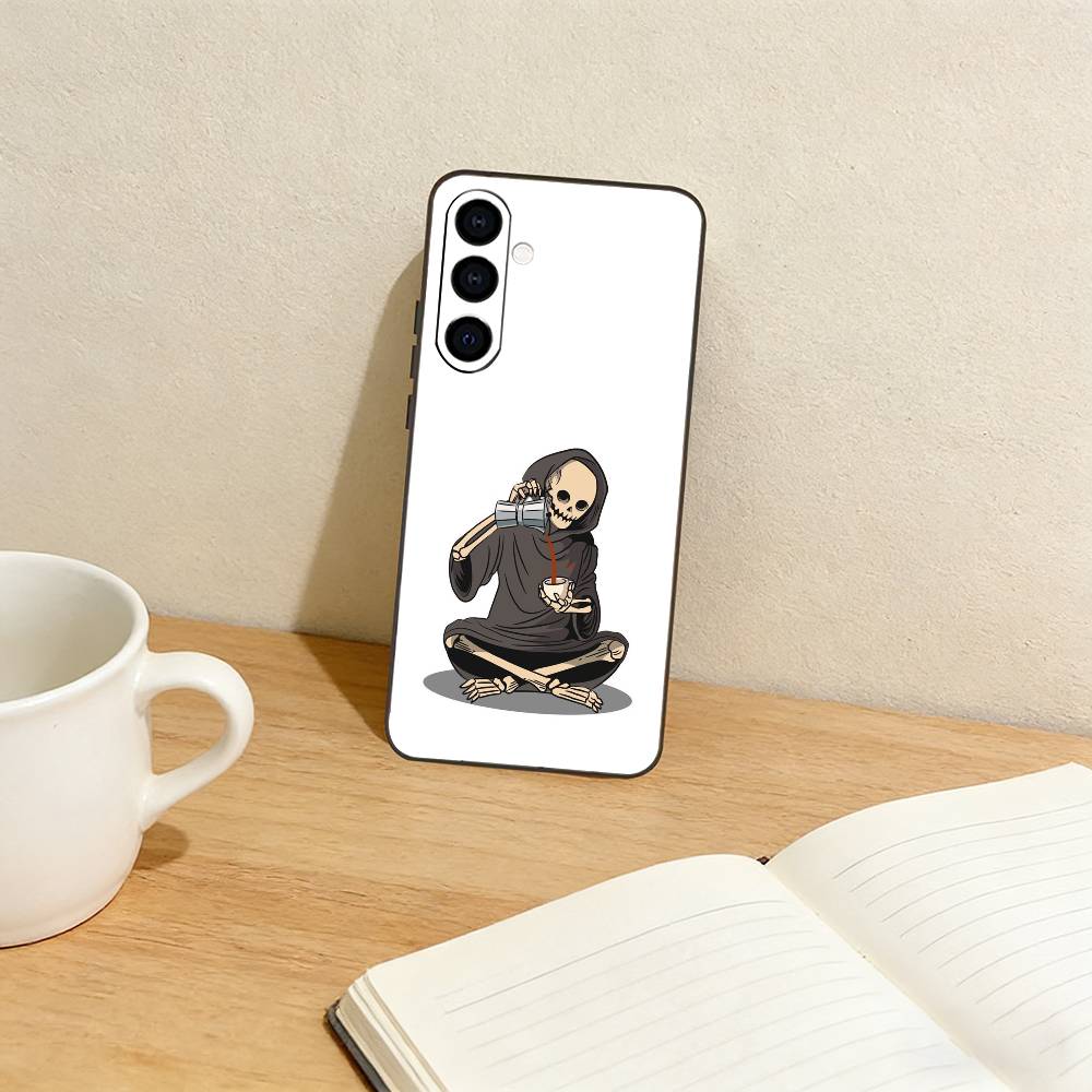 C-Coffee Латте-арт Чехол для телефона Samsung Galaxy A73,A72,A71,A70,A53,A52,A51,Другие Мягкий Черный Чехол