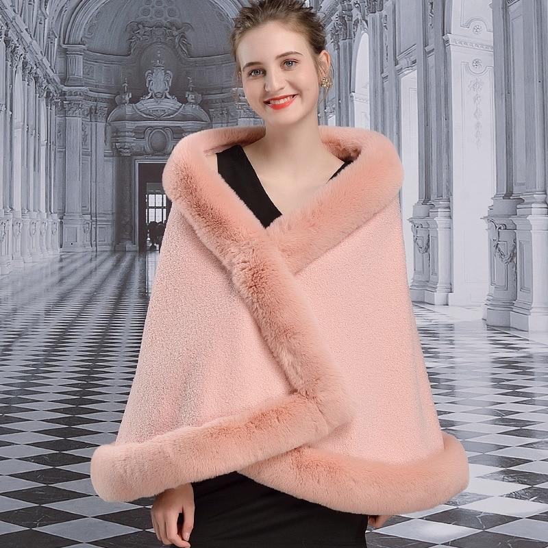 8 цветов, модная бархатная накидка с большим маятником, уличная одежда из искусственного кроличьего меха, накидка с воротником, зимняя толстая теплая женская пончо, шаль, пальто