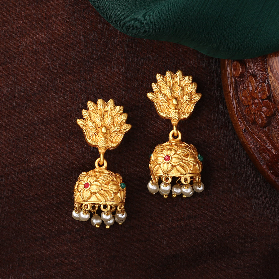 Женское дизайнерское колье Estele с позолоченным павлином и жемчугом