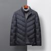 Новый деловой джентльменский повседневный пуховик с воротником-стойкой и клетчатым топом для мужчин среднего возраста зимнее пальто