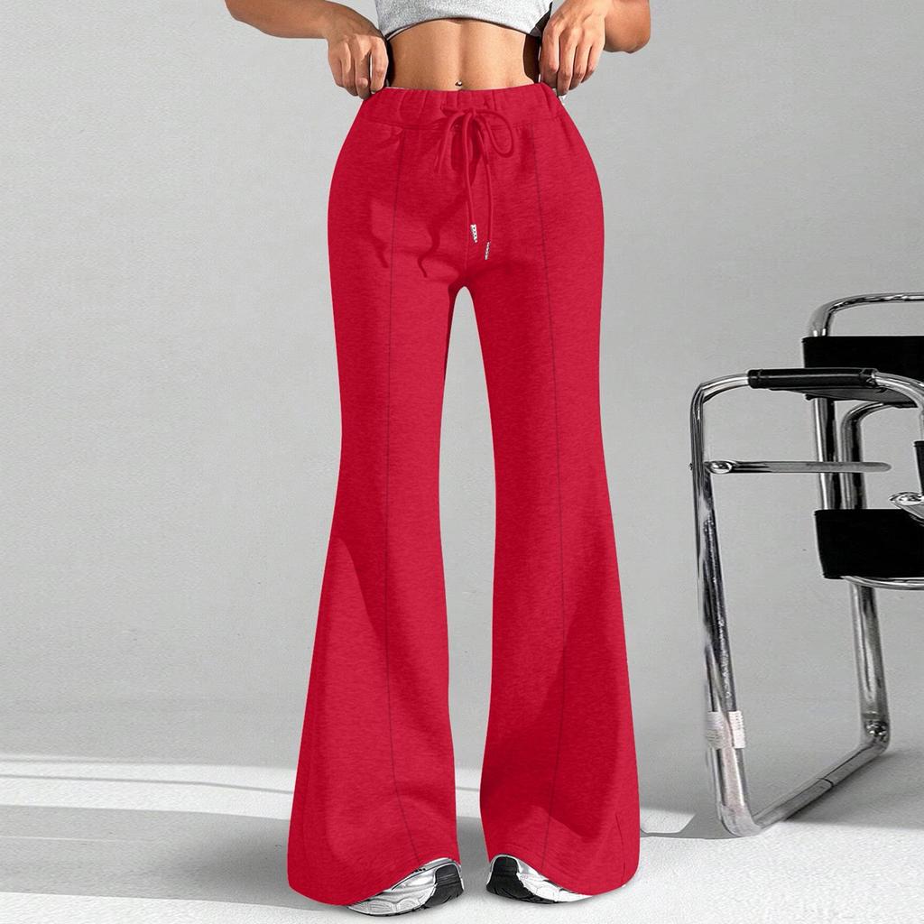 Женские модные свободные брюки-карго с завязками на талии, однотонные, расклешенные