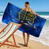 "Blue Lion with Shield Emblem Design" Patterned beach towel quick dry perfect for travel outdoor sports jogging the beach and swimming