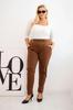 Spodnie Damskie Bawełniane Plus Size Z Elastycznym Pasem Camelowe 9Xl