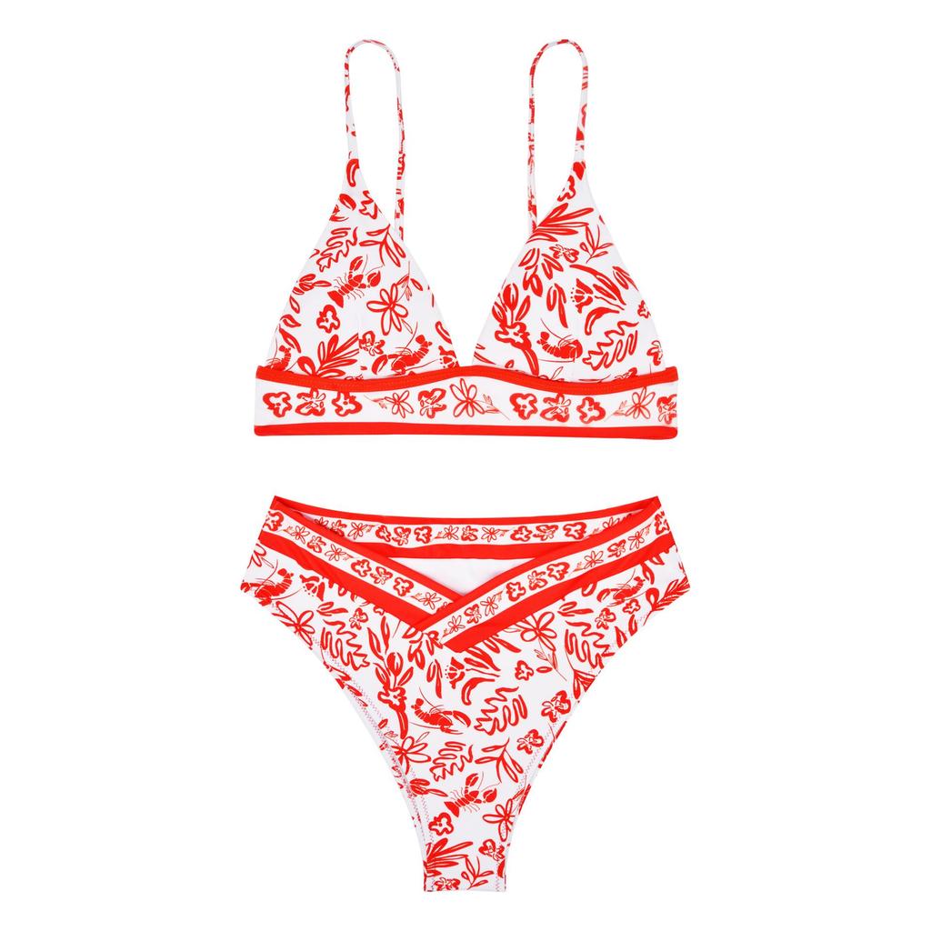 2024 Сексуальное оранжевое бикини с принтом - Европейский и американский стиль, трансграничный женский купальник