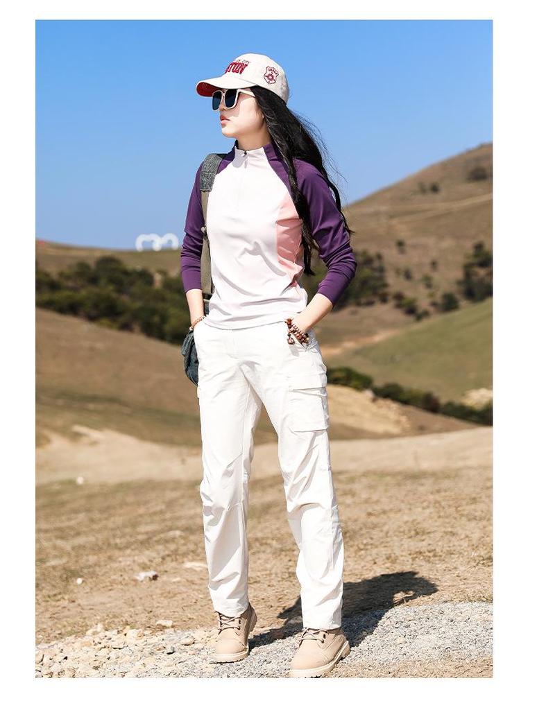 Быстросохнущая женская футболка с длинным рукавом для занятий спортом на открытом воздухе – Защита от солнца, Приятная к коже, Эластичная посадка для бега, пеших прогулок и фитнеса.