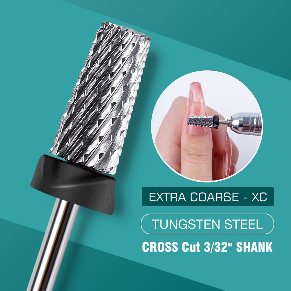 5 In 1 Carbide Tungsten Nail Bit Dual Rotation Volcano/Tornado Milling Cutters Fast Remove Acrylic Hard Gel ManucureTools