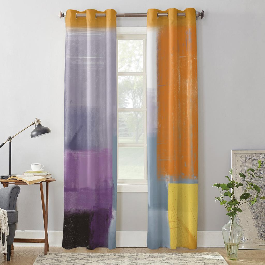 Спальня Кухня Шторы Абстрактная Картина Маслом Оранжевый Фиолетовый Оконные Шторы Шторы для Гостиной Декоративные Элементы