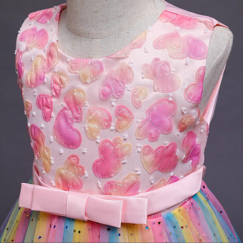 Платье для маленьких девочек, милое красочное летнее платье с принтом в виде сердца, летнее платье в стиле вестерн, детское платье принцессы