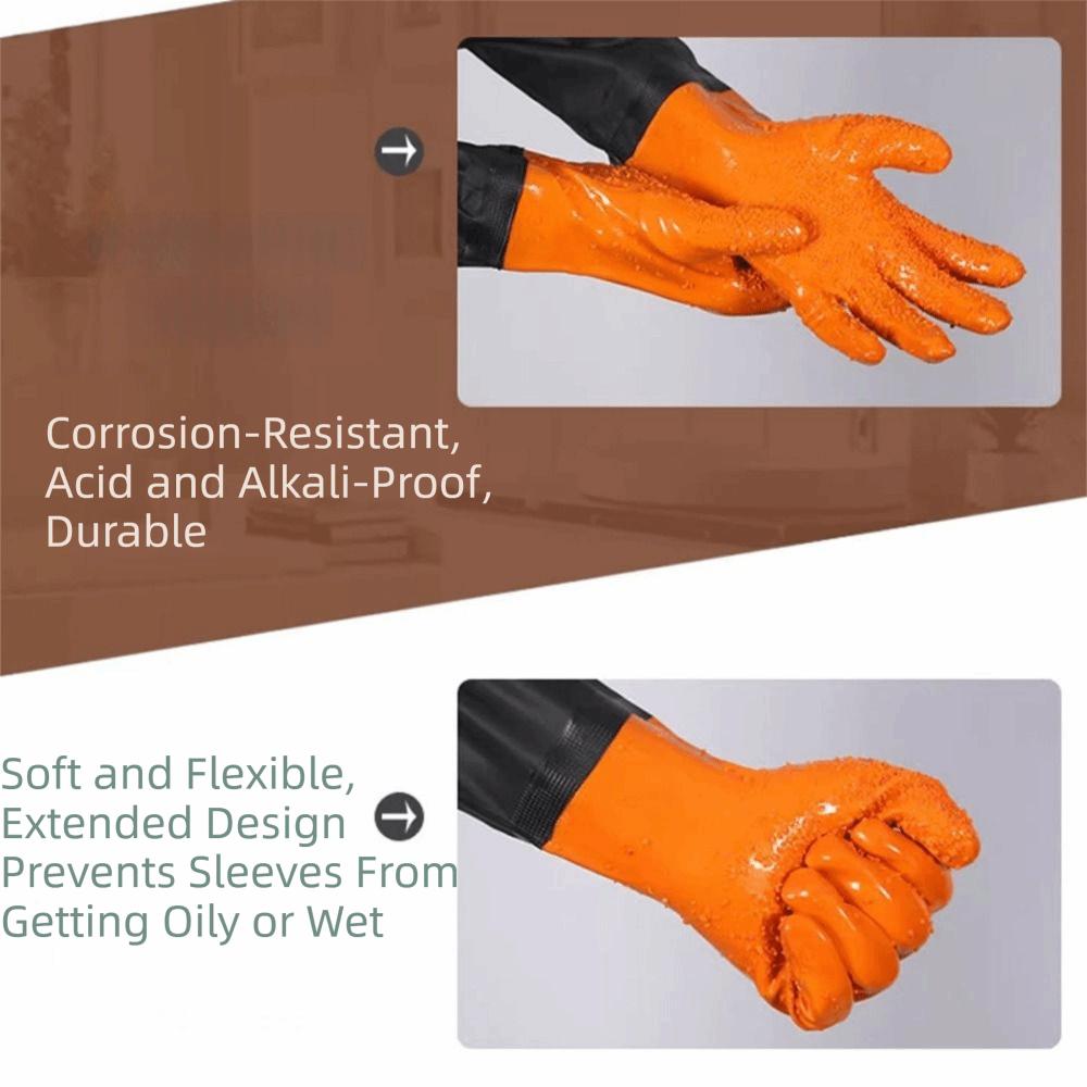 Non-Slip Rubber Work Gloves 70cm Work Safety Gloves Full Arm Pond Gloves Drain Cleaning