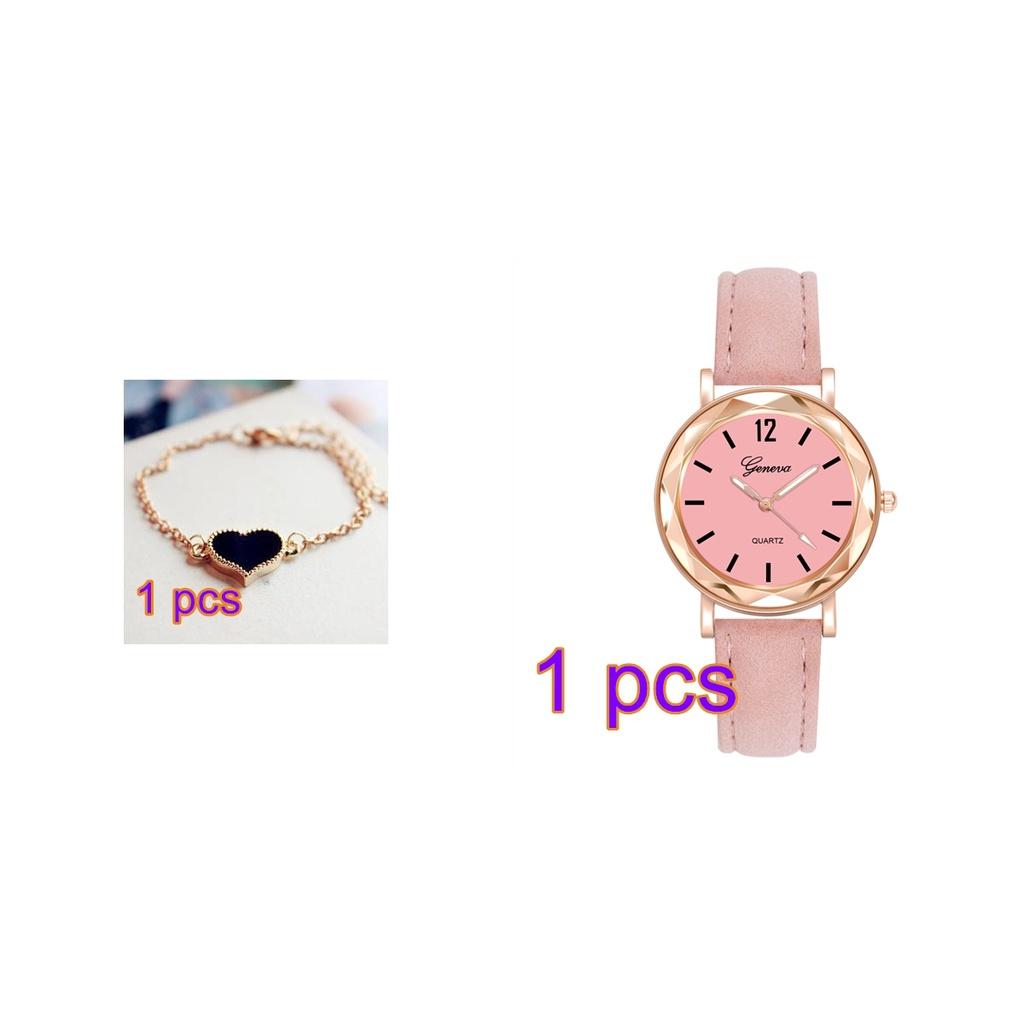 (Часы + Браслет) Роскошный женский комплект часов с браслетом Love