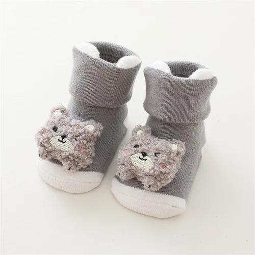 Зимние носки для малышей для мальчиков и девочек, плотные махровые теплые нескользящие детские носки на пол, детские аксессуары с героями мультфильмов, От 0 до 3 лет