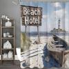 Ocean Lighthouse Beach Wooden Boat Shower Curtain, Bathroom Decorative Shower Curtain, Waterproof Shower Curtain with Hooks
