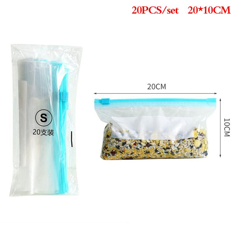 20 шт., пластиковые упаковочные пакеты, пакет для хранения продуктов, многоразовый пакет для заморозки сэндвичей, кухонный холодильник, сохранение продуктов питания
