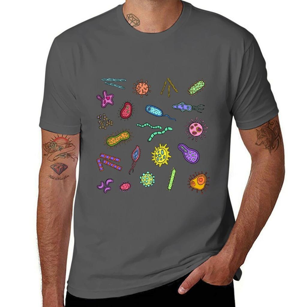 Microbes Pattern TShirt No Iron Casual Short Sleeve Top