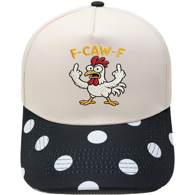 F-CAW-F Angry Cock Embroidered Truck Driver Hat Color Matching Fun Men's and Women's Casual Shade Baseball Cap